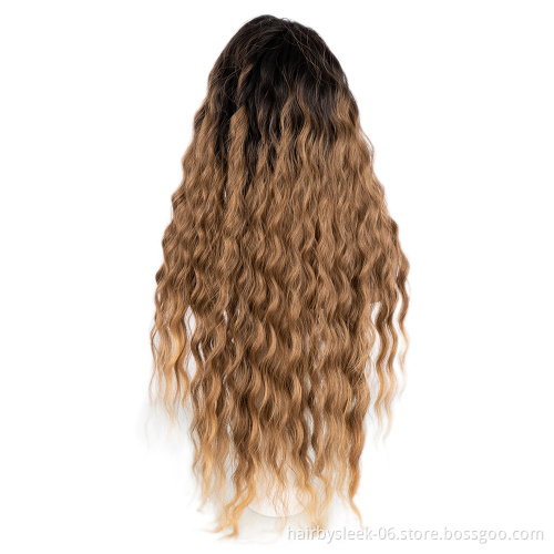 38 inches long natural fashion color wholesale hair wigs for black women High Temperature synthetic hair deep wave headband wig